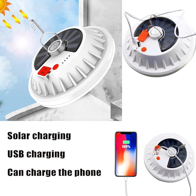 Solar Camping Lights 120 LED Tent Lamp 4500mah 5 Mode USB Rechargeable Remote Control Portable Lantern Hanging Waterproof for Home Indoor Outdoor Emergency Courtyard 1 Pack