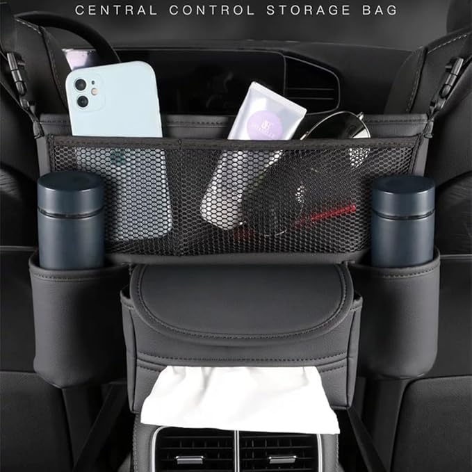 Central Control Storage Bag, Car Seat Organizer with Mesh Pocket