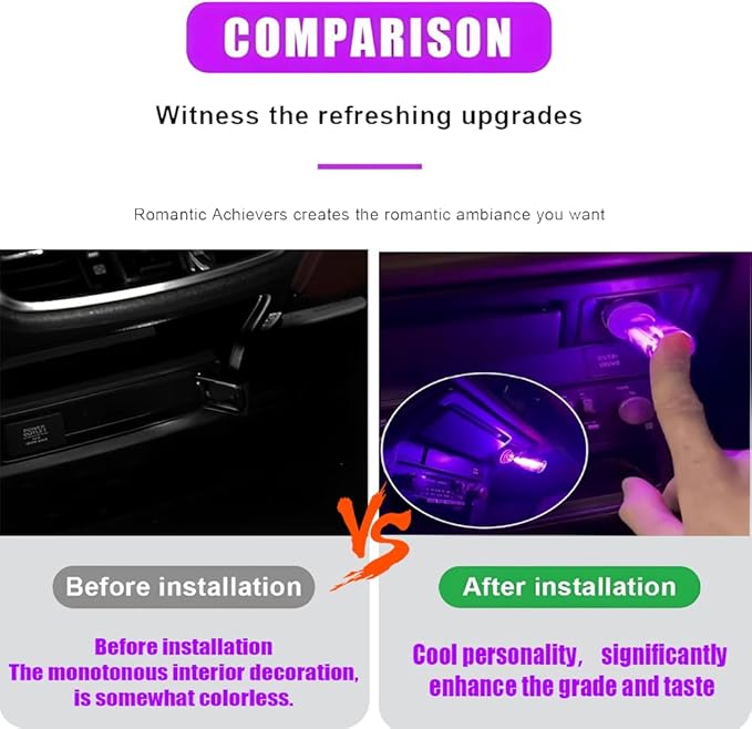1 Pack Car LED Lights Interior, USB Light for Car Decor & Bedroom, Touch Dimmable Ambient Lighting, Mini Glass Bottle Night Light for Camping Gifts-Blue