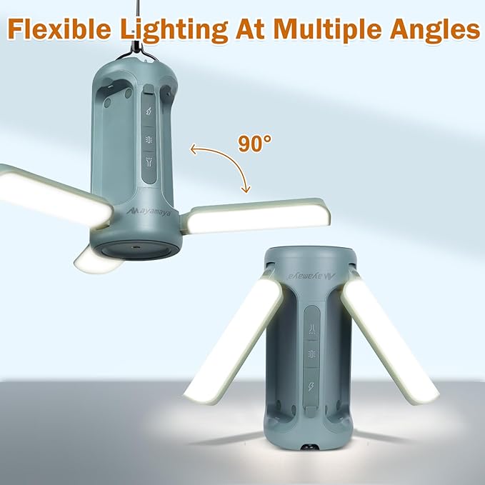 Foldable Camping Lights Rechargeable, AYAMAYA 10000mAh LED Camping Lantern Built-in Emergency Power, Portable Flashlight, 5 Modes Lighting, Multifunctional Tent Lights for Camping, Hiking, Fishing