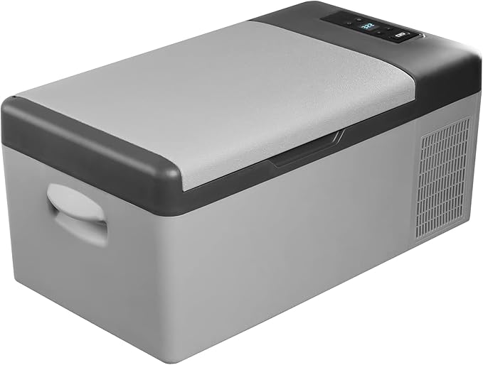VEVOR 12 Volt Refrigerator 16 Qt, Gre,Portable Mini Car Fridge with -4℉-68℉ Cooling Range & App Control 12/24V DC & 110-240V AC Electric Compressor Cooler for Truck Vehicle RV Boat Outdoor & Home Use