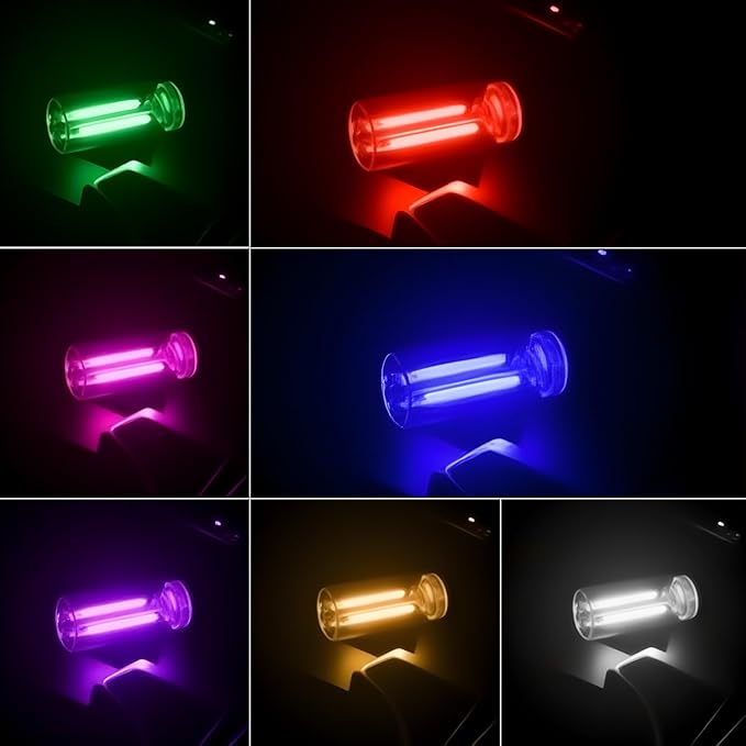 2PCS USB Lights for Car, Touch Dimmable Retro Car Lamp Interior LED Ambient Lighting, Portable Mini Glass Bottle LED Bulb Night Light for Vehicle Bedroom Hallway Camping Holiday Decoration (Pink)