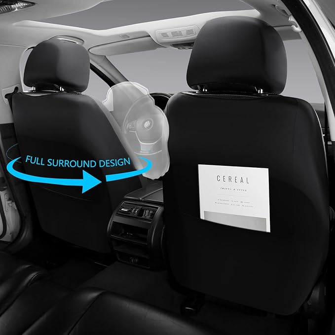 NS YOLO Full Coverage Leather Car Seat Covers Full Set,Waterproof Seat Covers for Cars,SUVs Pick-up Truck, Car Seat Cushion,Car Seat Protector,Black Seat Cover with 5 Seats
