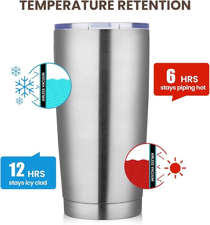 MEWAY 20oz Tumbler 12 Pack Double Wall Vacuum Insulated Travel Mug Bulk, Stainless Steel Tumblers with Lid and Straw, Durable Powder Coated Coffee Cups for Cold & Hot Drinks (Silver, 12)