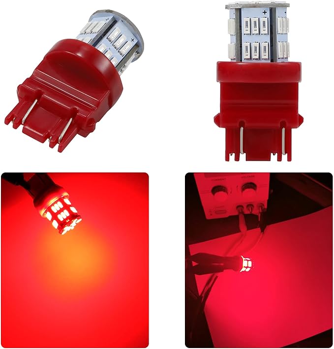 10 Packs LED Light Bulbs Super Bright 3157 3156 3057 4057 4157 for Cars 12V Non-Polarity 39-SMD LED Chipsets with Projector for Turn Signal Lights Taillights Replacement(Red)