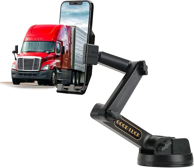 Phone Mount for Truck, Truck Phone Holder Mount Heavy Duty, Dashboard Windshield Phone Holder for Semi Truck, Suction Cup Phone Mount for Truck Accessories, Compatible with iPhone/Samsung