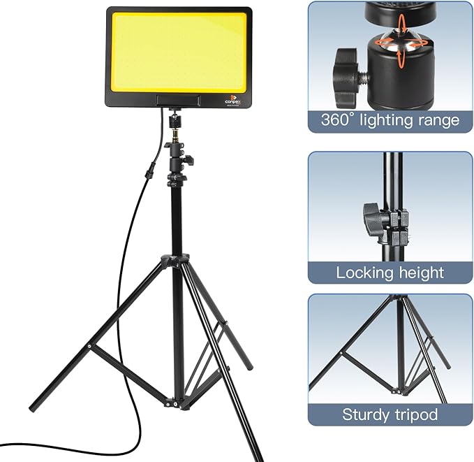CONPEX Corded Led Camping Lights 23000 Lumens Telescoping Camping Light Tripod, Night Fishing Lights for Bank Portable Outdoor Light with Stand Led Work Light Camp Light Telescopic 12V Light Campsite