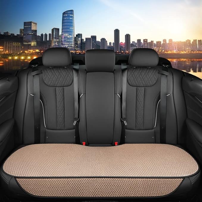 Auto Newer Breathable Universal Four Seasons Car Seat Covers, Luxury Include Front Car Seat Protector and RearCar Seat Cushion,Compatible with 95% Vehicles, Fit for Cars Truck SUV (Beige,3PCS)