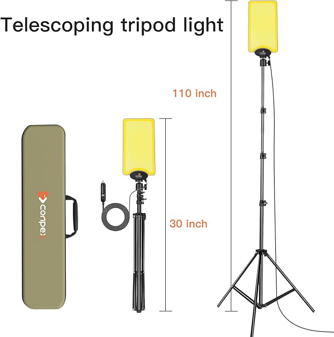 CONPEX Telescopic LED Camping Lights 18000 Lumens - Tripod, Remote Control, Outdoor Telescoping Light with Stand