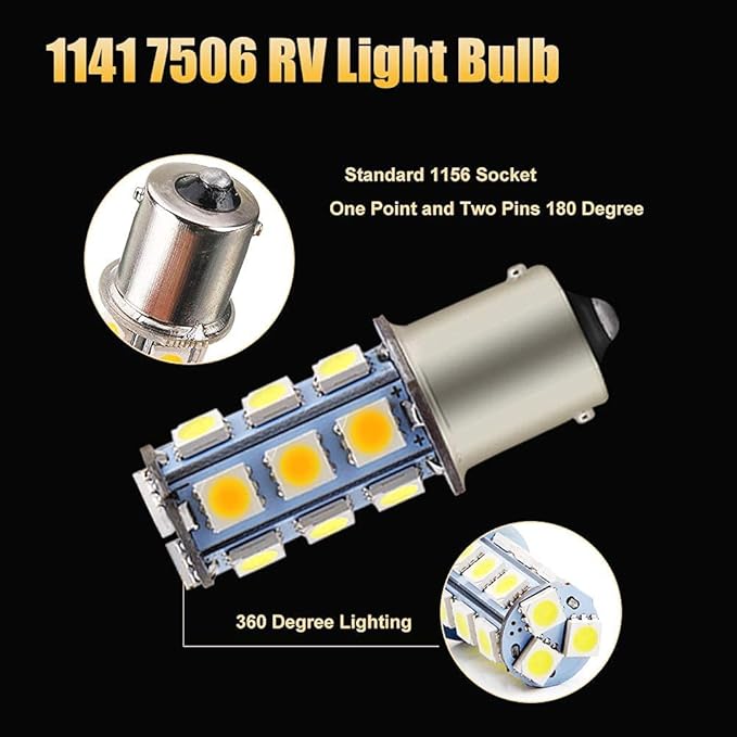 YM E-Bright 1156 BA15S Led Bulb 1003 7506 1141 LED Bulb for Car SUV RV Light Camper Boat Trunk Travel Trailer Interior Lights,Soft Warm White,Pack of 4