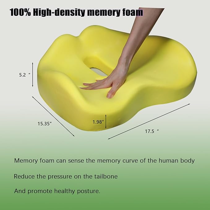 Seat Cushions - Memory Foam Seat Cushions for Office Chairs - Pressure Relief Seat Cushion for Tailbone Pain Relief - Ergonomic Support for Long Sitting Workers & Car Seat Cushions for Drivers