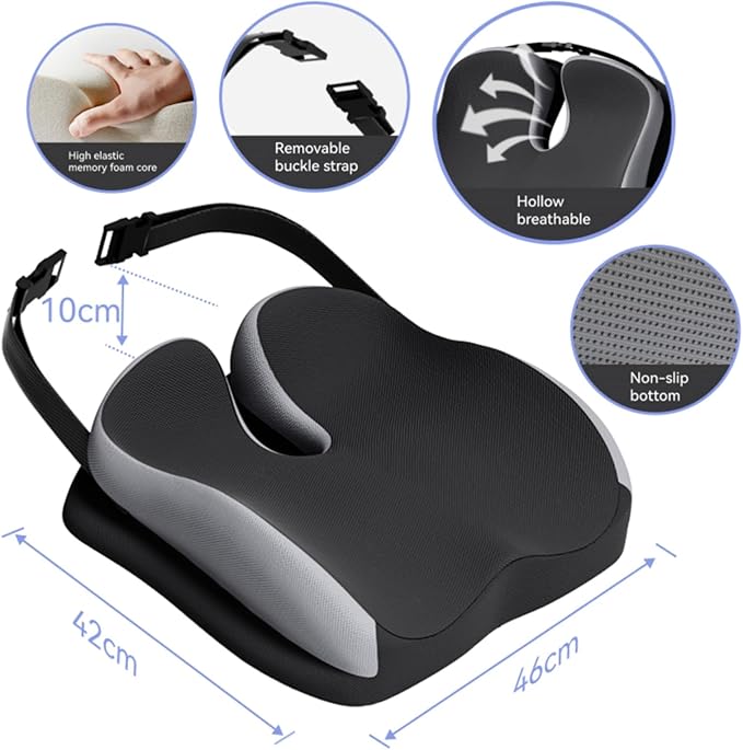 Seat Cushions for Office Chairs Wheelchair Cushion for Long Sitting Back Pain,Memory Foam Seat Car Computer Desk Chair Cushion,Coccyx Cushion for Tailbone Pain Relief Cushion Office Chair Butt Pillow