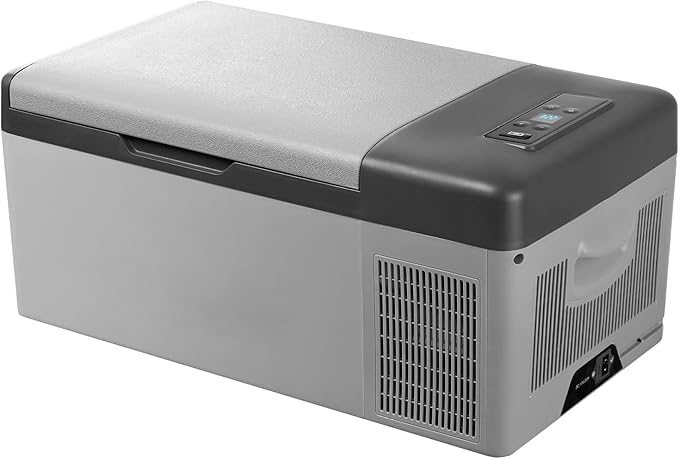 VEVOR 12 Volt Refrigerator 16 Qt, Gre,Portable Mini Car Fridge with -4℉-68℉ Cooling Range & App Control 12/24V DC & 110-240V AC Electric Compressor Cooler for Truck Vehicle RV Boat Outdoor & Home Use