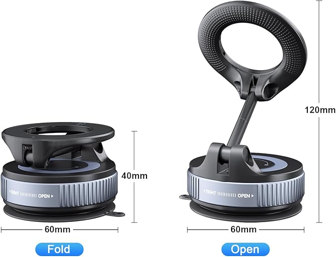 Magnetic Car Mount,Ultra Magnetic 360 Degree Rotation Dashboard Car Phone Holder,Car Accessories for iPhone,Gifts for Men/Women,Vacuum Suction Cup Phone Mount Fit for All Smartphones,Black