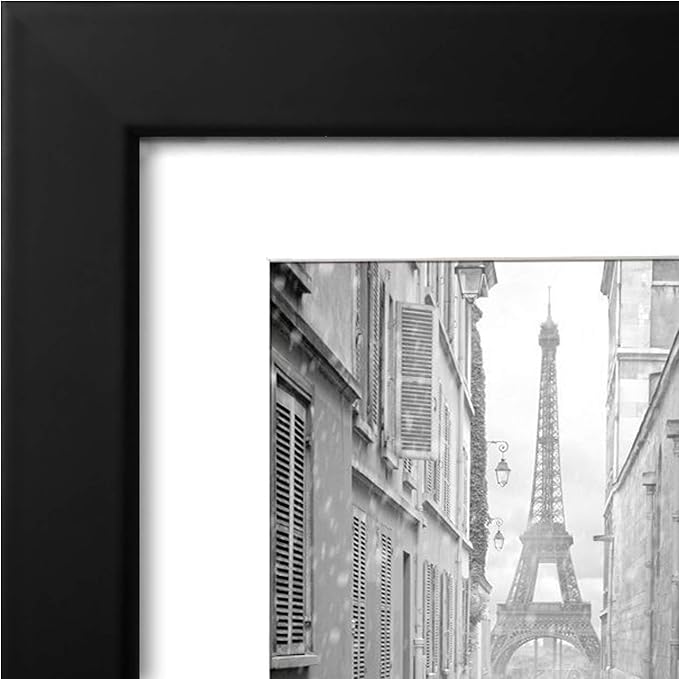 Americanflat 9x12 Picture Frame with Shatter-Resistant Glass - Set of 4 - Use as 6x8 Frame with Mat or Display 9x12 Photo Without Mat - Signature Collection - Photo Frames for Tabletop or Wall - Black