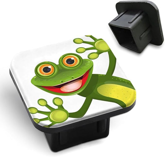 Frog 2 Inch Hitch Cover Happy Green Frogs Smile Watching Merry Greater Eye Tow Receiver Tube Plug Cap Curt Tail Receiver Tub Cover Towing Hitch Accessories Universal for Cars Trucks