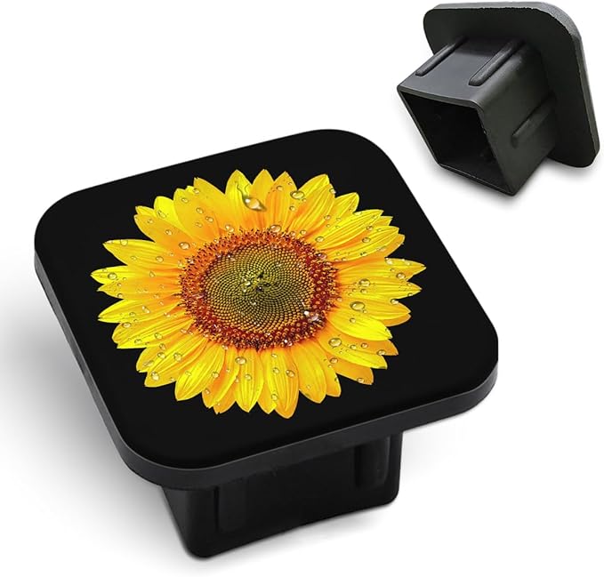 Sunflower Travel Towing Hitch Plug Covers Yellow Flower with Petals Autumnal Floral Hitch Tube Cover 2 Inch Square Hitch Box Cover Trailer Hitch Cap for Trucks SUV Cars