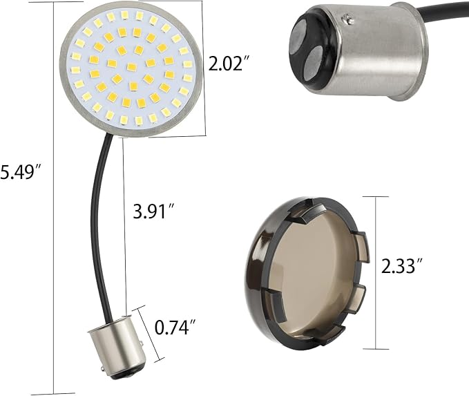 1157 LED Turn Signal Lights Front and Rear with 2 Inch Smoked Lens Cover, Compatible with Harley Street Glide, Road Glide, Sportster, Dyna, Softail, Iron 883, Touring (1986-2025)