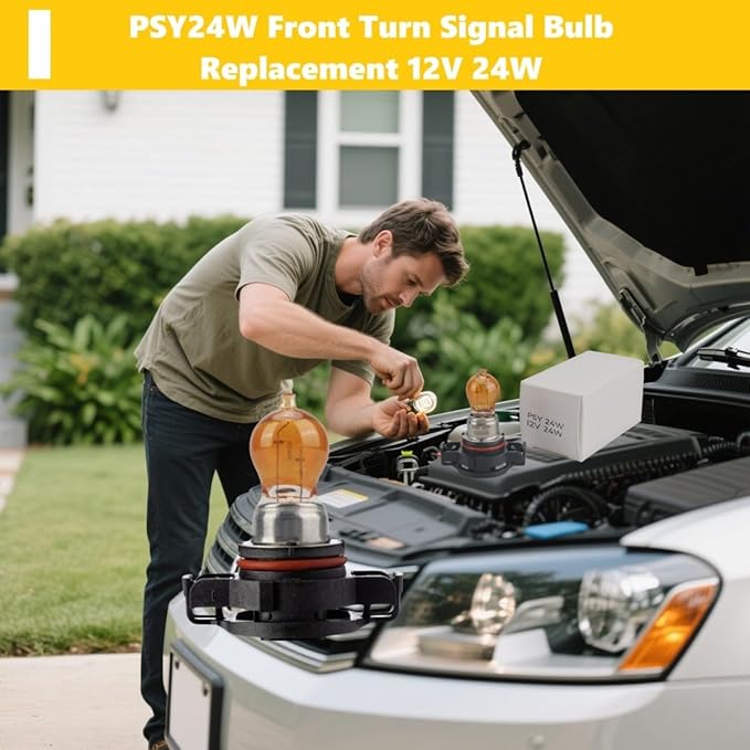 (2 Pack) PSY24W Front Turn Signal Light Bulb 12V 24W fits for New Passat Magotan Golf 6 / GTI Regal GL8 First Land Excelle GT/XT - Replace PSY24W 12188NAC1 12188NA 12188 NA