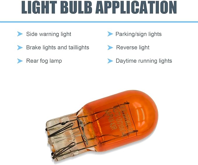 10 PCS Car T20 1891/7443 Brake Bulb, Waterproof Lamp Housing Double Filament Bulb, Miniature Light Reverse, Parking, Tail Light, Plug and Play, Replacement for Cars, Trucks, SUVs (Amber)