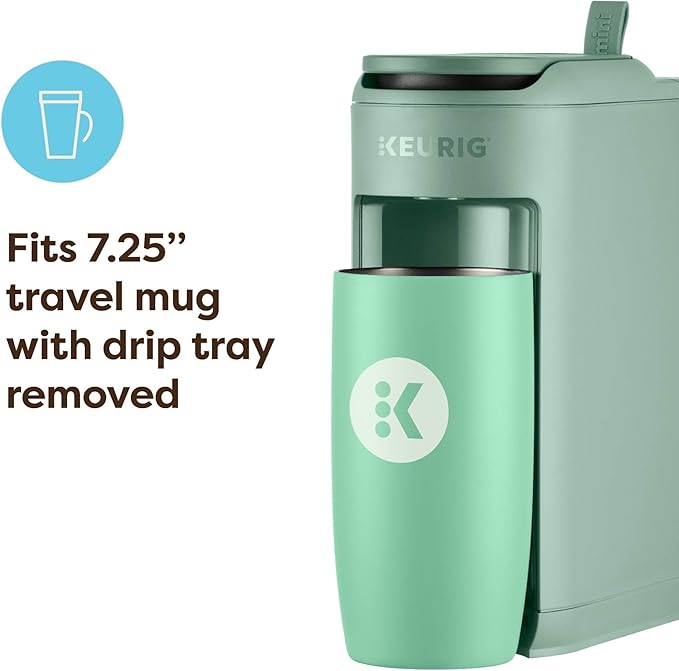 Keurig K-Mini Mate Single Serve K-Cup Pod Coffee Maker, Brews Up to 12 oz Cup, Compact Portable Coffee Machine for Small Spaces, Dorms & Offices, Glamping Green