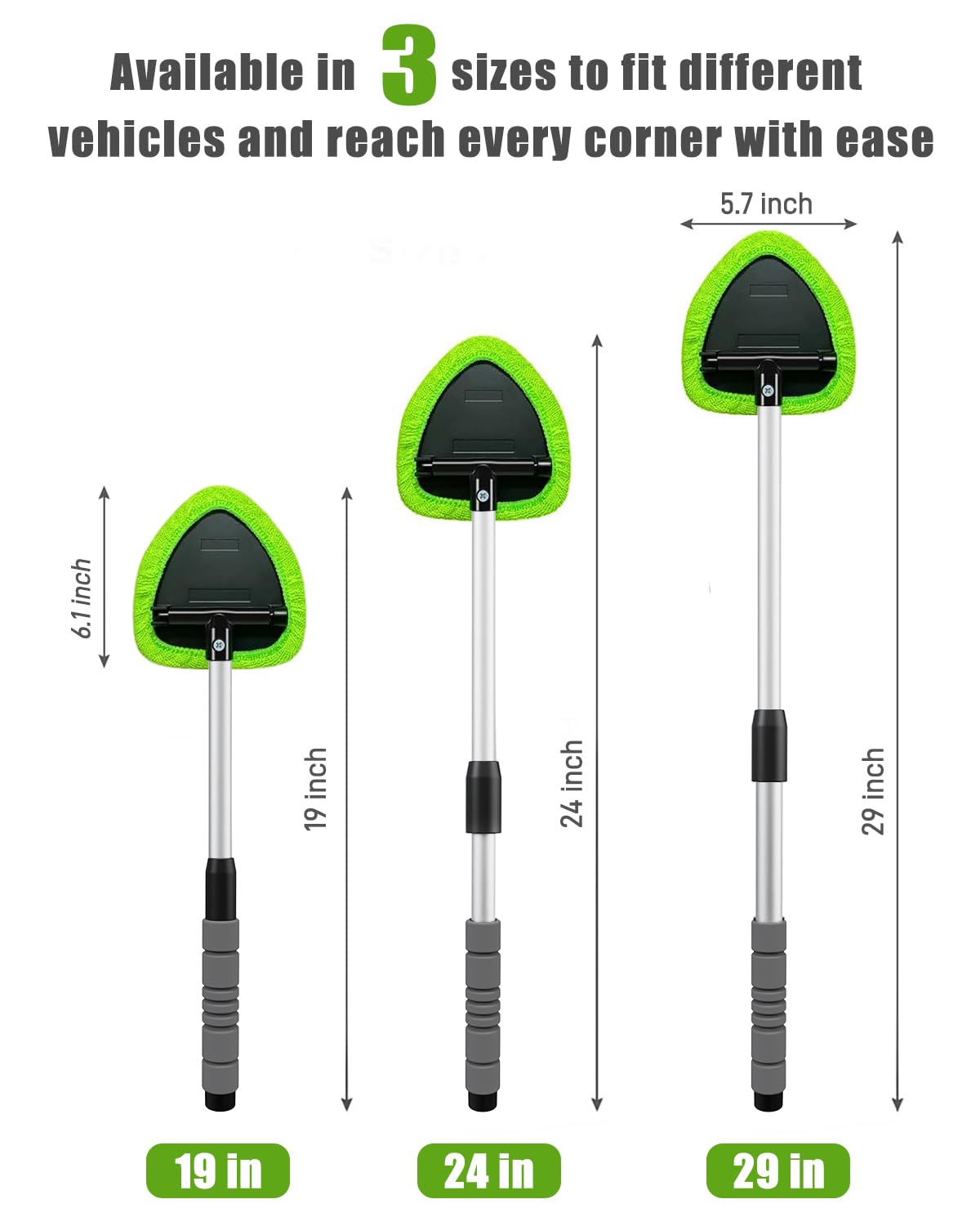 XINDELL Windshield Cleaner Tool – Car Interior Window Cleaning Kit with Extendable Handle & 4 Microfiber Pads, Auto Washing Brush for Car, Trucks, SUVs, RVs & Home Windows