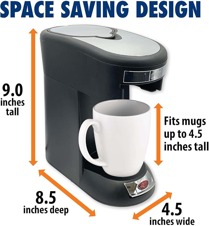 Café Valet Single Serve Coffee Maker, Brews 10 Ounces of Coffee or Hot Water, Compatible Coffee Packs