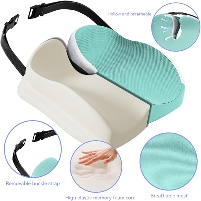 Seat Cushions for Office Chairs Wheelchair Cushion for Long Sitting Back Pain,Memory Foam Seat Car Computer Desk Chair Cushion,Coccyx Cushion for Tailbone Pain Relief Cushion Office Chair Butt Pillow