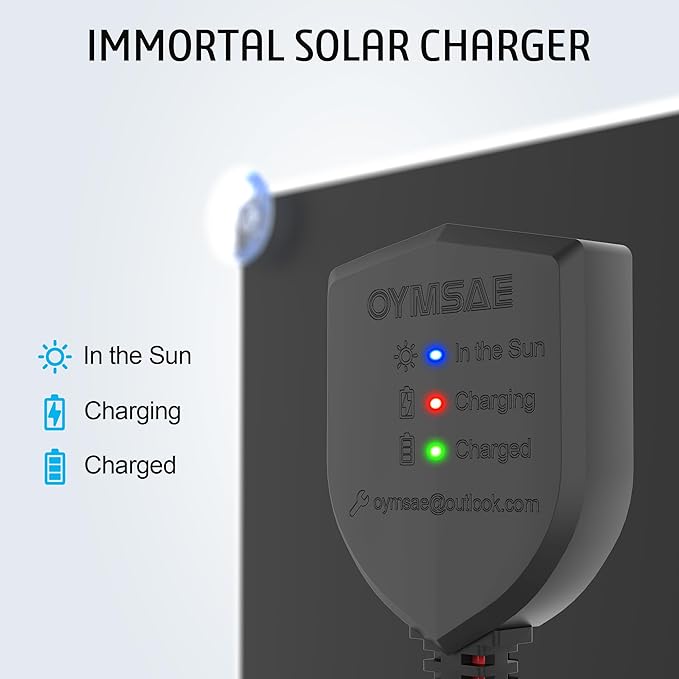 OYMSAE12V Solar Battery Charger ,10W Waterproof Solar Battery Maintainer,Portable Solar Panel Charger with Upgraded MPPT Controller for Car, Motorcycle, Boat, Marine, RV, Trailer, Tractor,Truck, etc