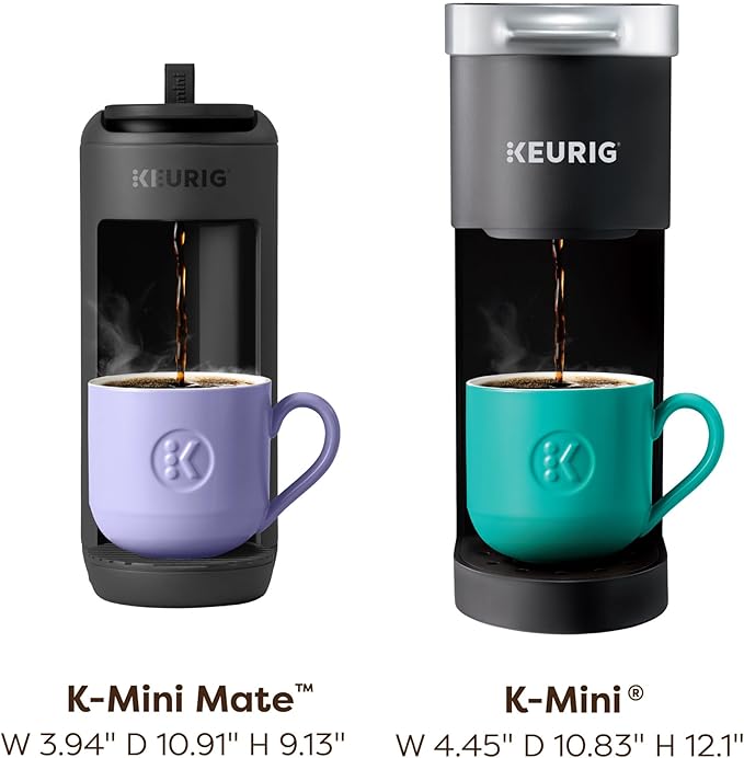 Keurig K-Mini Mate Single Serve K-Cup Pod Coffee Maker, Brews Up to 12 oz Cup, Compact Portable Coffee Machine for Small Spaces, Dorms & Offices, Black