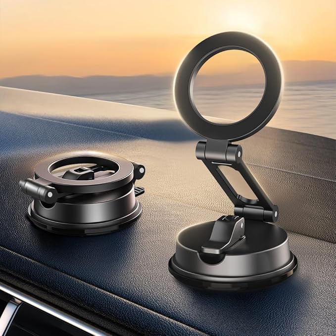 Magnetic Car Phone Mount,Dashboard Cell Phone Holder,Car Holder for iPhone,One-Hand Operation,360-Degree Adjustable (Phone Mount)