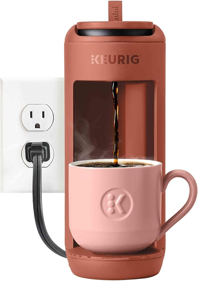 Keurig K-Mini Mate Single Serve K-Cup Pod Coffee Maker, Brews Up to 12 oz Cup, Compact Portable Coffee Machine for Small Spaces, Dorms & Offices, Red Rocks
