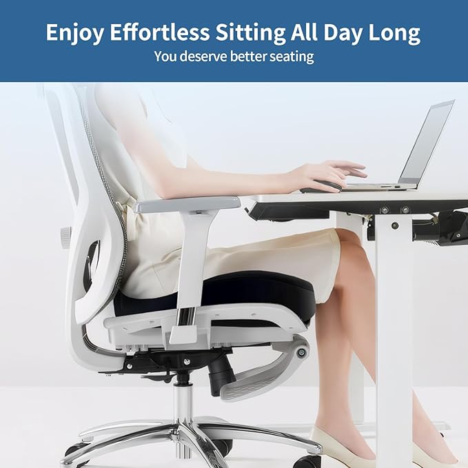 Dense Memory Foam Seat Cushion for Tailbone Pain Relief - Orthopedic Coccyx Support for Hemorrhoid & Sciatica - Fits Wooden/Office Chairs & Home