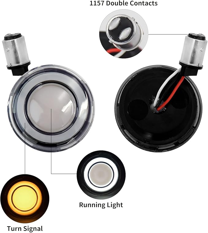 1157 Front LED Turn Signal Lights Running Blinker Fit for Harley Dyna Softail Touring Street Glide Road Glide Road King Sportster Iron 883 1986-2024