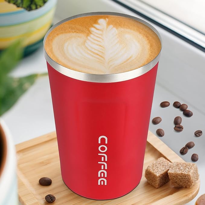 MOMSIV 12oz Travel Mug, Insulated Coffee Cup with Leakproof Lid, Vacuum Stainless Steel Double Walled Reusable Tumbler for Hot and Cold Water Coffee and Tea In Travel and Car