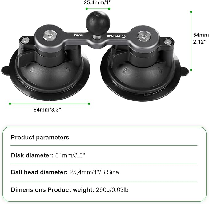 FANAUE Universal Car Phone Mount - Heavy-Duty Sticky Gel Suction Cup with 25mm Ball, 1" RAM-Compatible Windshield/Dashboard Phone Holder for Cars, Trucks & SUVs - Secure Anti-Slip Auto Accessories