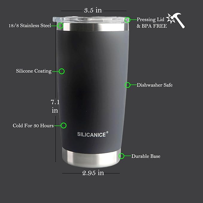 Black Velvet Touch 20oz Tea Tumbler with Lid - Spill Proof,Dishwasher Safe,Durable Thermal Insulated Cup for Hot & Iced Coffee,Portable Coffee Mug,Wine,Cola,Drinkware Small Bottle