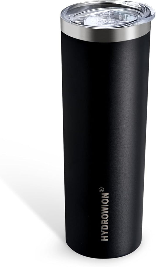 HYDROWION Triple-Insulated Tumblers - Stainless Steel with Lid and Straw, 20 oz Water Bottle, Stainless Steel Cups, Coffee Travel Mug for Home & Office Black