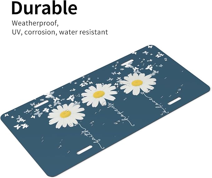 Front License Plate Faith Hope Love Vanity Plates Aluminum Metal Decorative Car Tag Daisy Novelty License Plate Cover for Men Women 6 * 12 in (4 Holes)