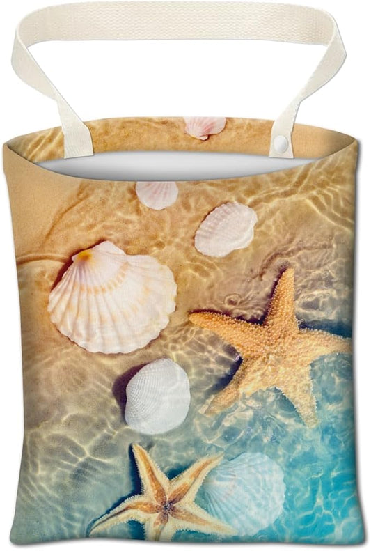 Cute Starfish Car Trash Can, Hanging Car Organizer and Storage Bag, 5L Capacity, Orange, Pink