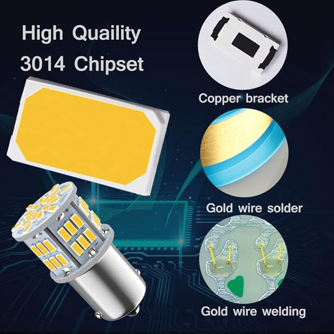 1156 Bulb, 1141 1003 BA15S Led, 12V-24V 54-SMD 3014 Chips Warm White Bulbs for RV Camper Trailer Trunk Vehicle Interior Lights Tail Backup Reverse Lights Parking Lights, 4pcs Warm White