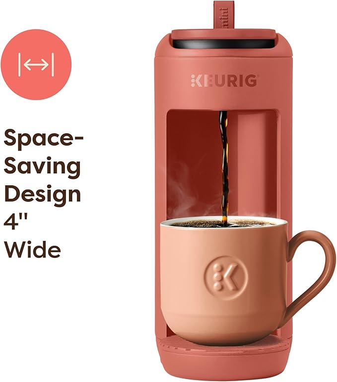 Keurig K-Mini Mate Single Serve K-Cup Pod Coffee Maker, Brews Up to 12 oz Cup, Compact Portable Coffee Machine for Small Spaces, Dorms & Offices, Red Rocks