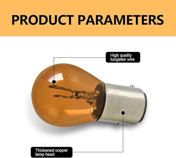 10PCS 1157 Light Bulb, Double Tail High and Low Brake Light Bulb, P21/5W S25 2057 2357 7528 BAY15D Bulbs, Universal Halogen Turn Signal Parking Lights (Amber)
