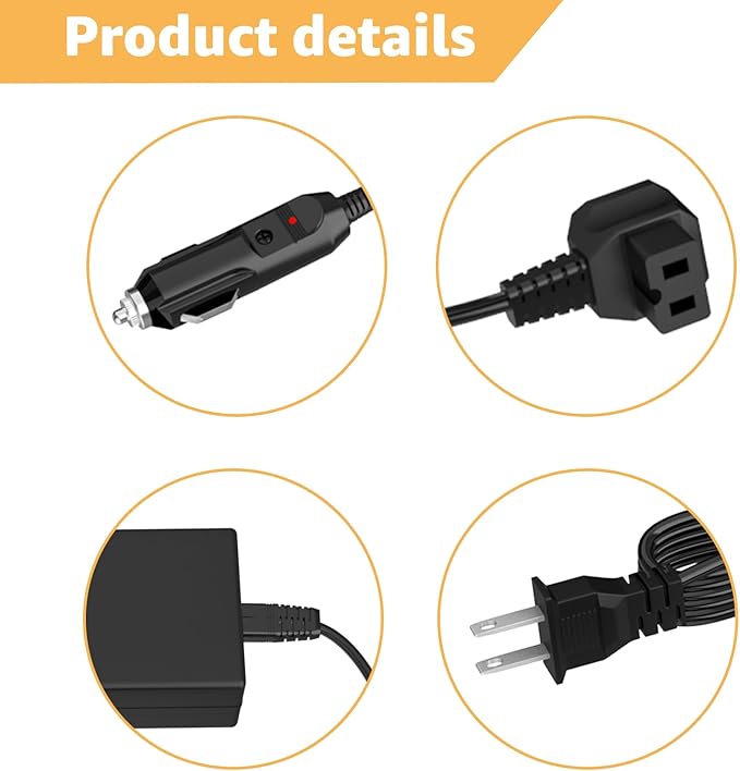 Power Cord Compatible with Alpicool, Bodega, Euhomy, BougeRV, ARB, ICECO, Setpower, JoyTutus, Cooler Power Cord for Most AC/DC Adapter Car Refrigerators 