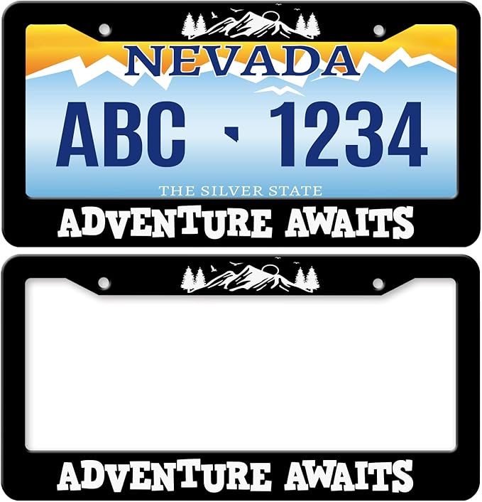 MIOAOSRT Adventure Awaits License Plate Frame Adventure Awaits License Plate Cover Car Tag Holder Metal License Plate Frame Fits Standard U.S.Vehicles 12x6 Inch