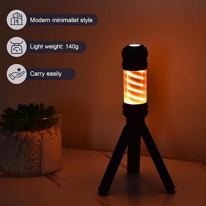 Portable Camping Light USB Rechargeable Battery 5 Light Modes IPX6 Waterproof Tent Light Tripod Camping Light LED Flashlight Suitable for Power Outages, Emergencies, Hurricanes, Hiking, CampingPicnics