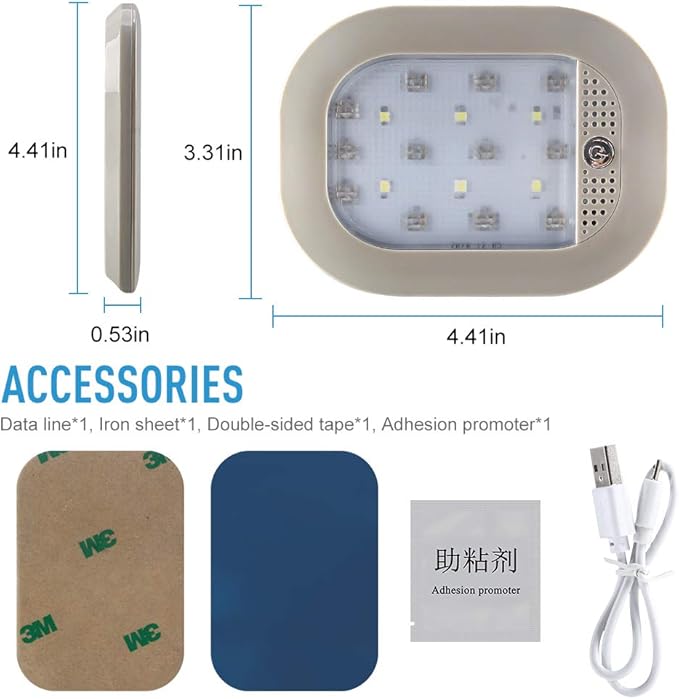 Teguangmei Upgraded Car Interior LED Truck Cargo Area Light, 8 Colors USB Rechargeable Reading Lamps, Multi-Function Auto Dome Lights for Car, RV, Truck, Closets, Cabinets, Camping, Bedroom