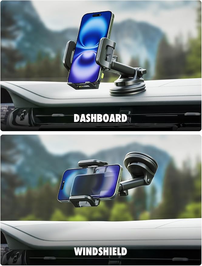 Bracketron Cell Phone Holders for Your Car - TripGrip Extend Phone Holder for Car Dashboard & Windshield, One-Hand Release, 360 Rotation, Suction Cup Car Phone Holder Mount for iPhone Android Samsung