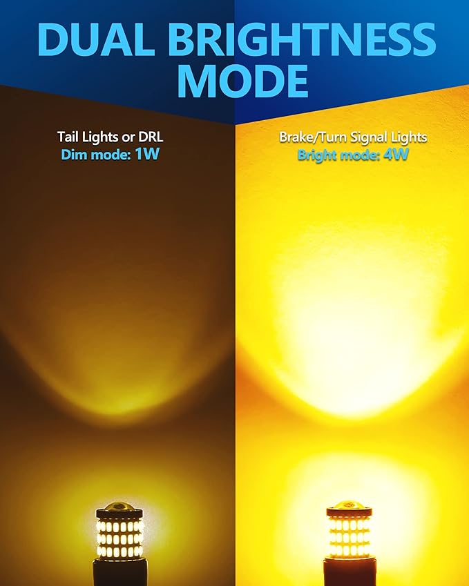 Yorkim Super Bright 1157 LED Bulbs Amber, 9-30V 1157 2057 2357 7528 BAY15D LED Bulb with Projector, Replacement for Turn Signal Light Blinker Light Brake Light, pack of 2