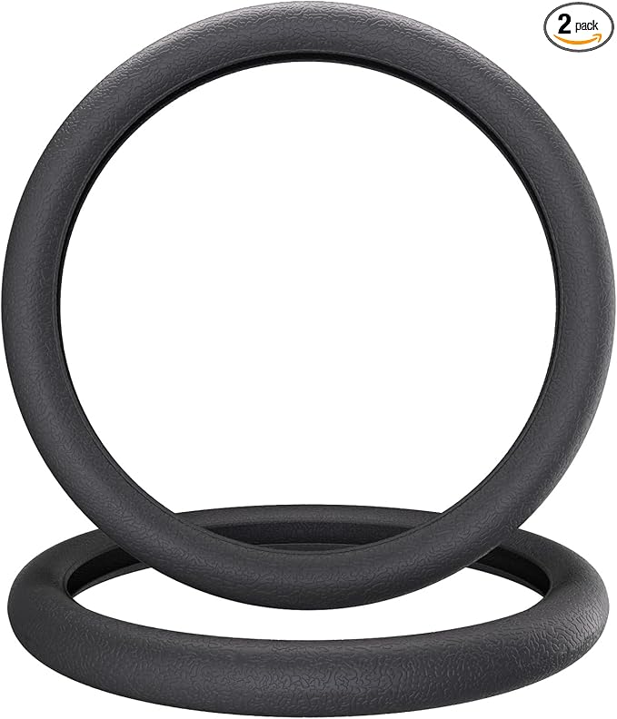 LRITER Car Steering Wheel Cover, Non-Slip Silicone Material, Multiple Color Choices, Universal Auto Parts Steering Wheel Cover, Suitable for Most Cars (Grey2PCS)